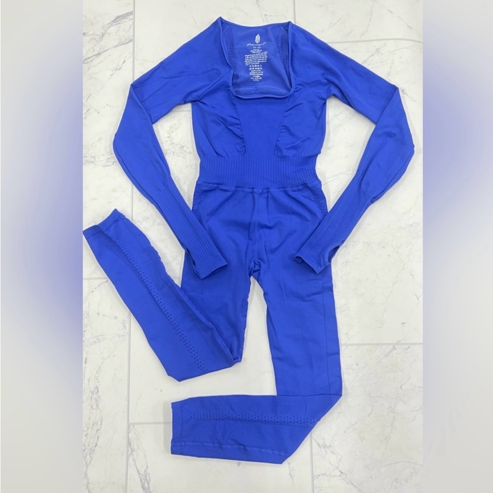Free People Good Karma Long Sleeve Onesie Blue XS/S NWOT